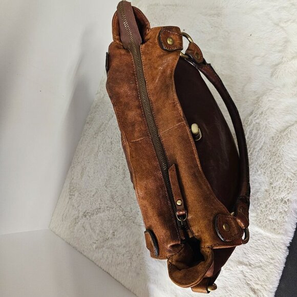 Amber Rose Brown Leather Shoulder Bag Boho Fur Flaw - Picture 12 of 16